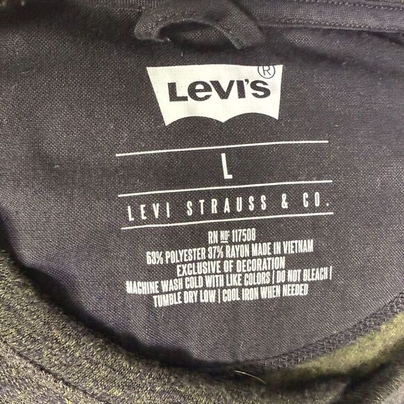 Levi's Long Sleeve Henley, Men's Sz L, Olive Green, Distressed Seam Detail 2/$25 - Picture 7 of 9